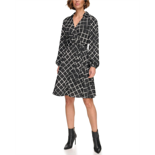 Womens DKNY Balloon Sleeve Dress with Collar