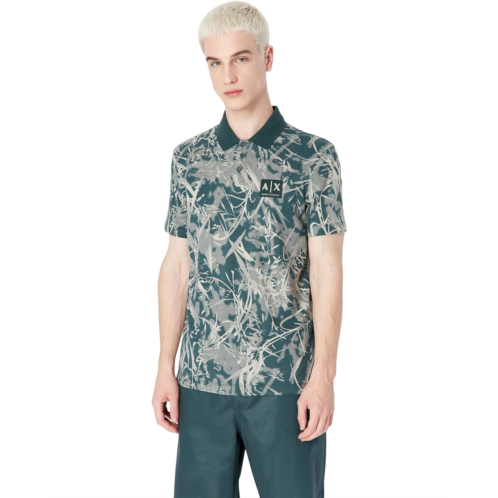 Mens Armani Exchange Seasonal Pattern Print Logo Patch Polo