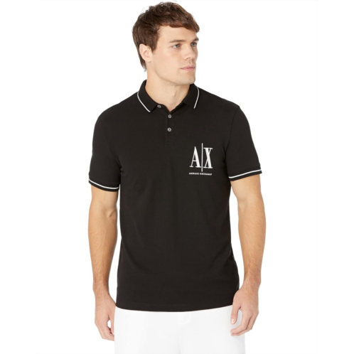 Mens Armani Exchange Pique Polo with Embroidered AX Logo