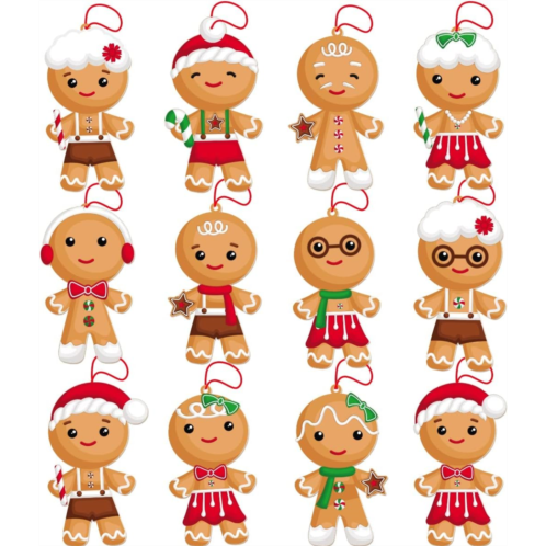 FANCY LAND 12 Gingerbread Craft Kit for Kids DIY Create Your Own Foam Gingerbread Man Ornament Self-Adhesive Sticker Sheets Fun Holiday Gifts