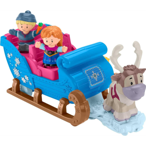 Fisher-Price Little People Toddler Toy Disney Frozen Kristoffs Sleigh Vehicle with Anna Kristoff & Sven Figures for Ages 18+ Months