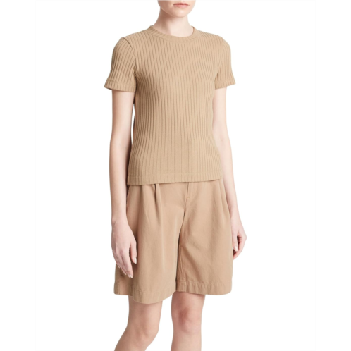 Womens Vince Rib Short Sleeve Crew