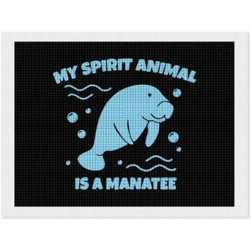 Zenladen1485 My Spirit Animal is A Manatee 5D Diamond Art Painting Kits Full Drill Pictures Arts Craft for Home Wall Decor for Adults DIY Gift