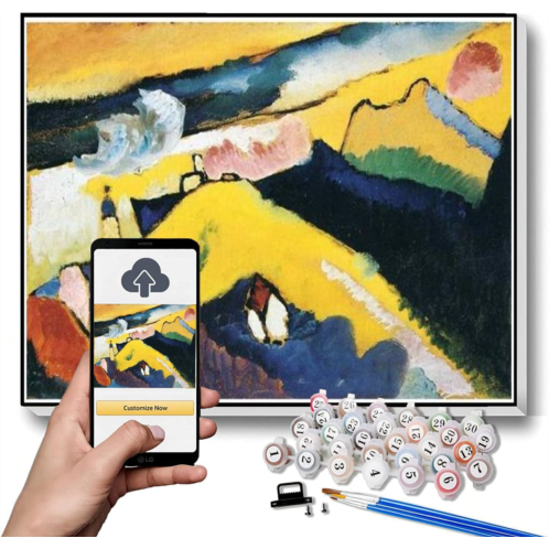 Hhydzq DIY Painting Kits for Adults?Mountain Landscape with Church Painting by Wassily Kandinsky Arts Craft for Home Wall Decor