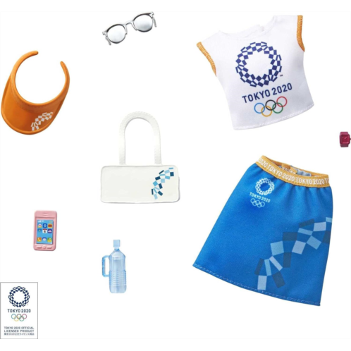 Barbie Storytelling Fashion Pack of Doll Clothes Inspired by The Olympic Games Tokyo 2020: Top, Skirt and 6 Accessories for Barbie Dolls, Gift for 3 to 8 Year Olds