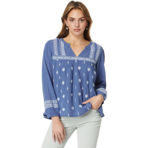 Lucky Brand Embroidered Popover Blouse