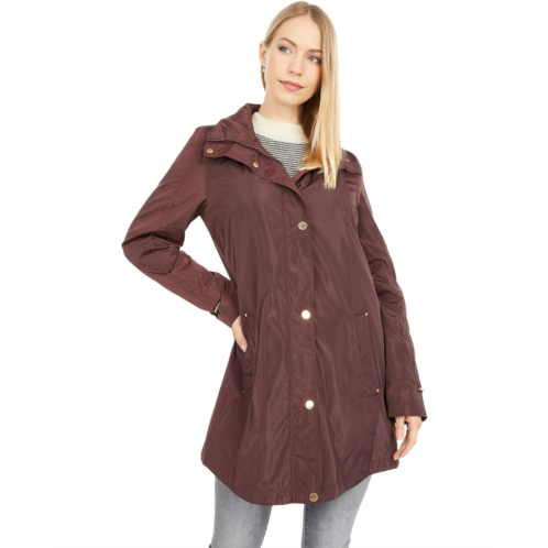 Via Spiga Rouched Sleeve Packable Rain Anorak Jacket