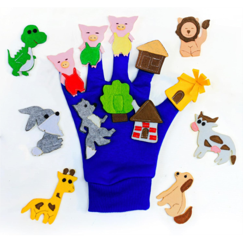 Handicraft Kids 14 Pcs Hand Puppets Set for Kids and Adults Glove with Felt Details Perfect for Storytelling Role-Playing Puppet Theatre Gift for Children