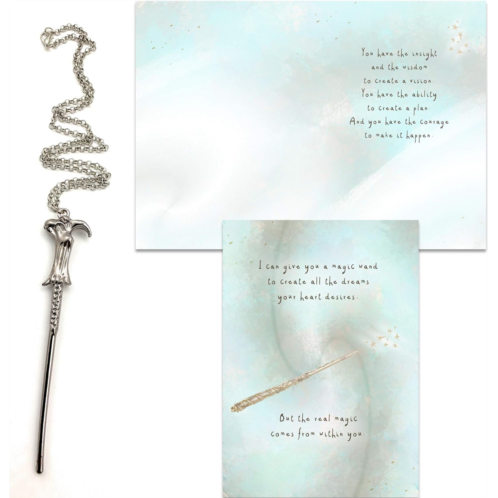 Smiling Wisdom - Harry Potter-themed I Believe In You Greeting Card and Replica Magic Wand on a Chain Gift Set- Teenage Women Men (Voldemort)