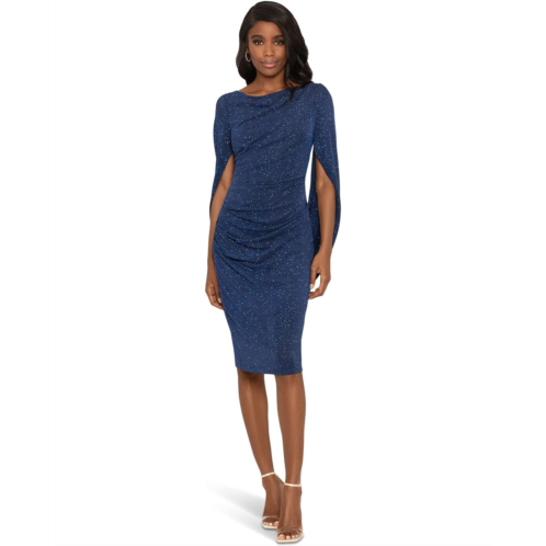 Betsy & Adam Short Puffle Glitter Drape Back Dress