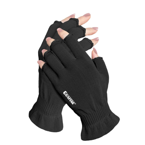 GSAFEME Cotton Gloves Eczema - Fingerless Touchscreen Moisturizing Gloves for Dry Hand Sleeping - Cotton Gloves for Men and Women, Black L/XL 1 Pair