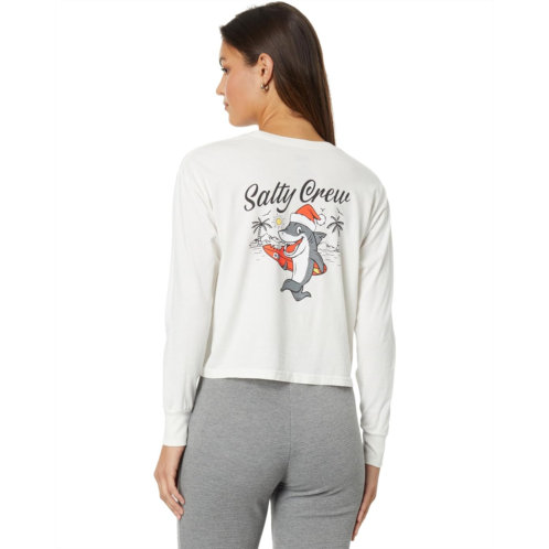 Salty Crew Santa Shark Long Sleeve Crop Tee