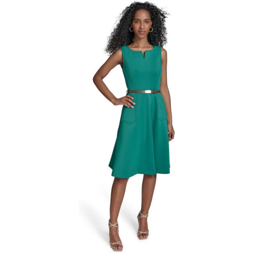 Calvin Klein Belted Scuba Fit And Flare