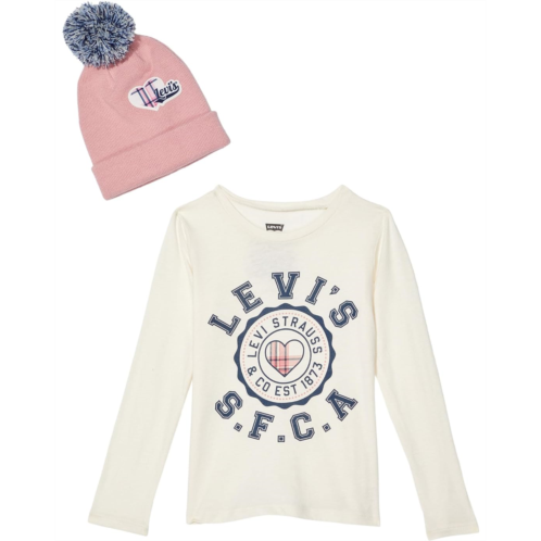 Levi  s Kids Long Sleeve Tee and Beanie with Pat (Little Kids)