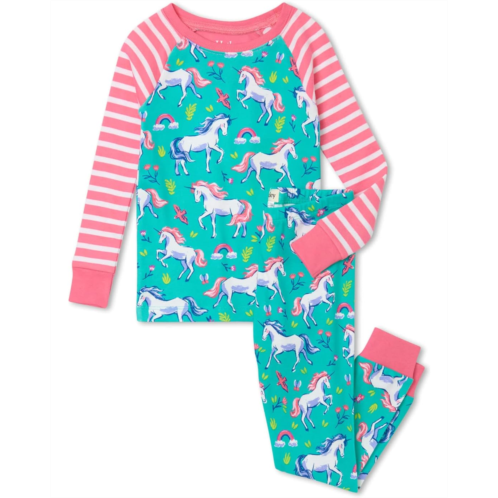 Hatley Kids Unicorn Party Organic Cotton Raglan Pajama Set (Toddler/Little Kids/Big Kids)
