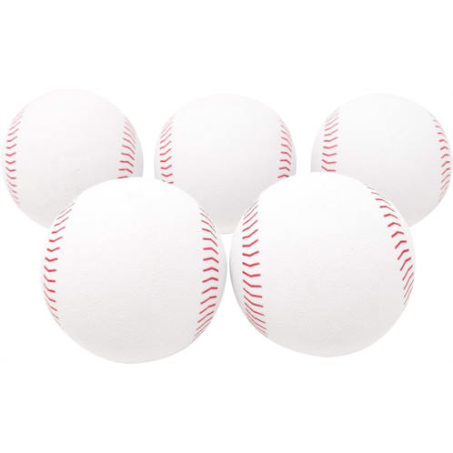Sunny Days Entertainment Oversized Foam Baseballs for Kids - for Hitting or Replacement Balls Soft Tball for Toddlers - 5 Pack, White