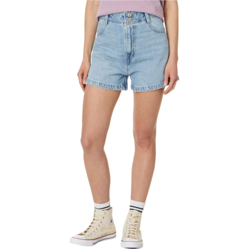 Womens Levis Womens HW Mom Shorts Contrast Stitching
