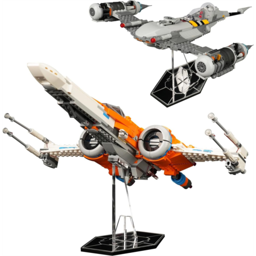 NAOCARD Acrylic Display Stand for Lego Starwars X-wing 75301 Starship,Mandalorian N-1 Fighter 75325,Y-wing Starfighter or the Imperial TIE Fighter 75300,Clear Riser Holder for Star