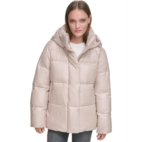 Womens Levis Quilted Hooded Bubble Puffer