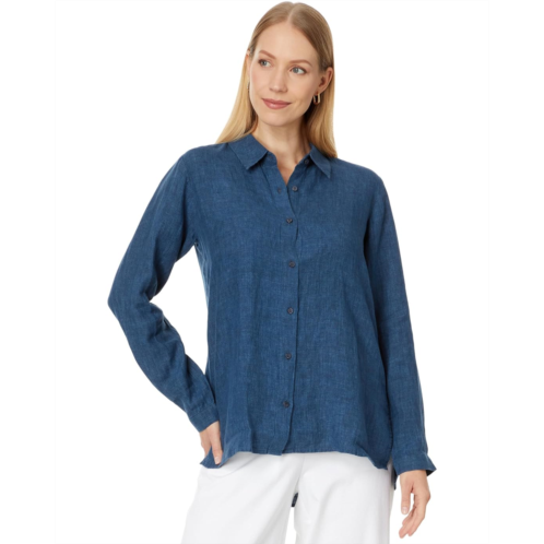 Womens Eileen Fisher Petite Classic Collar Long Shirt