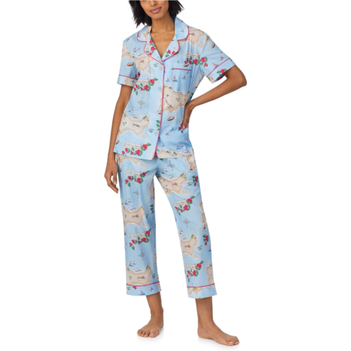 Womens Bedhead PJs Cotton Woven Short Sleeve Cropped Pj Set
