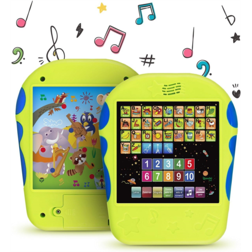Boxiki kids Spanish Learning Tablet for Kids - Bilingual Toy for Toddlers to Learn Spanish ABC, Numbers, Spelling, “Where is” Game, Melodies, Animals and Sounds - 3 Years and Up