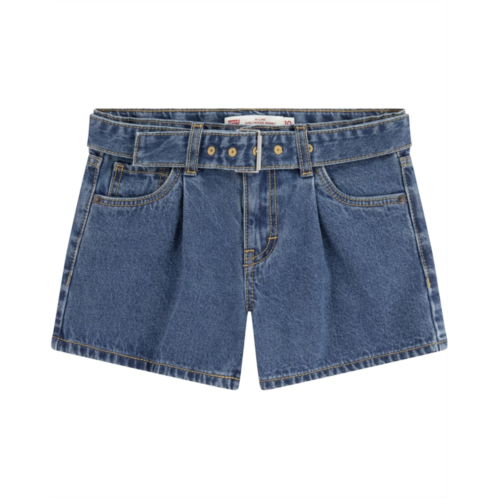 Levi  s Kids Belted Girlfriend Fit Shorty Shorts (Big Kid)