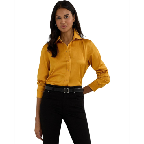 POLO RALPH LAUREN Womens LAUREN Ralph Lauren Classic Fit Satin Charmeuse Shirt