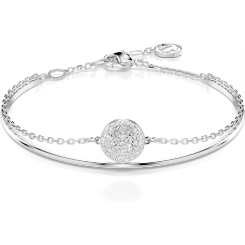 Swarovski Meteora Bangle Bracelet, Meteor Motif with Snow Pave of Clear Round Crystals in a Rhodium-Finished Setting, Part of the Meteora Collection