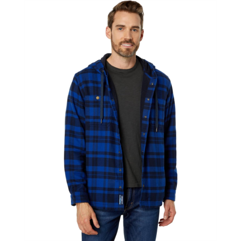 L.L.Bean Fleece Lined Flannel Hooded Snap Front Shirt Slightly Fitted
