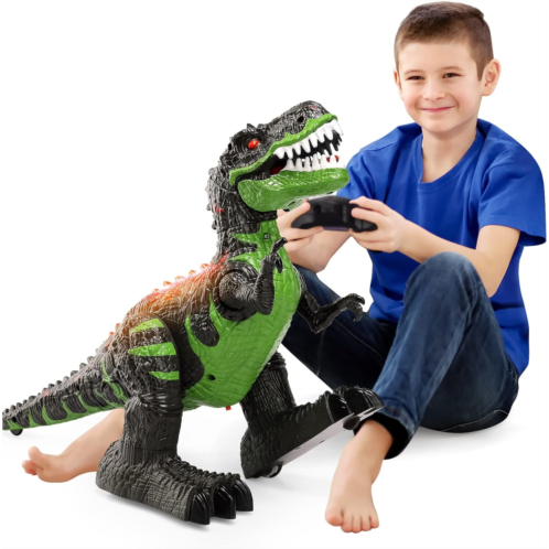 TEMI 2.4Ghz Remote Control Dinosaur T-rex Toys for Kids 3-5 Years, Electric Walking Robot Dinosaur with LED Lights & Sounds, Simulation T-rex RC Dinosaur Toy Gift for Boys Girls 4-7 Yea