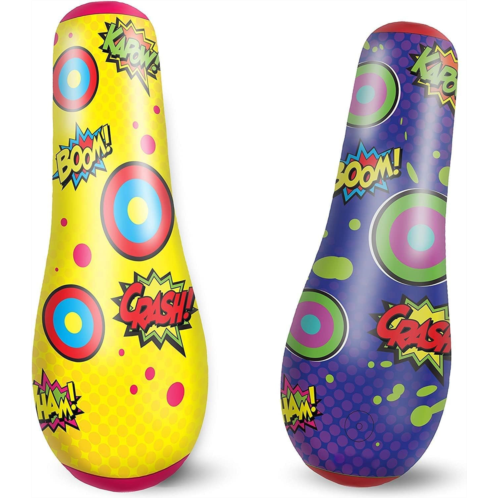 JOYIN Inflatable Bopper, 47 Inches Kids Punching Bag with Bounce-Back Action, Double-Sided Inflatable Punching Bag for Kids (1 Pack)