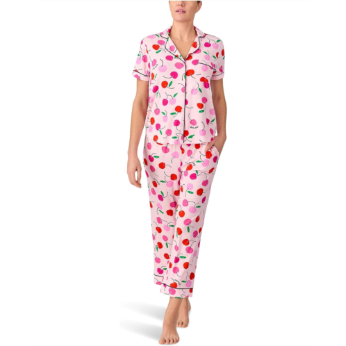 Womens Kate Spade New York Short Sleeve Knit Cropped PJ Set
