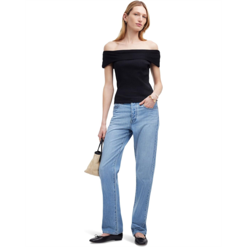 Womens Madewell Ribbed Off-the-Shoulder Top