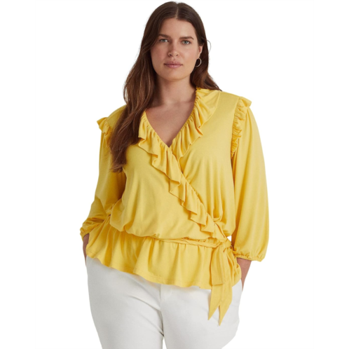 POLO Ralph Lauren LAUREN Ralph Lauren Plus Size Jersey Belted Peplum Top