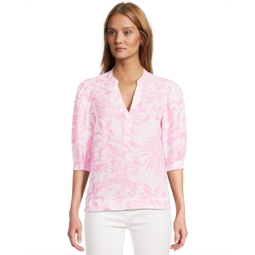 Womens Lilly Pulitzer Mialeigh Elbow Sleeve Linen Top