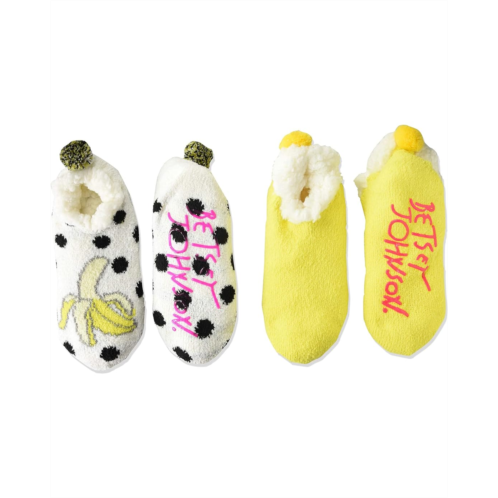 Betsey Johnson Womens 2 Pair Pack Infused Cabin Footie Sock