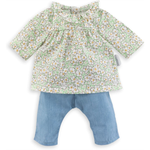 Corolle Blouse and Pants Baby Doll Outfit - Premium Mon Grand Poupon Baby Doll Clothes and Accessories fit 14 Dolls, Blue Floral (9000141220)