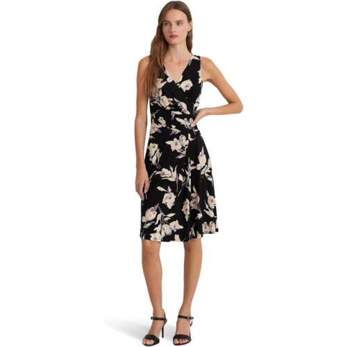 POLO RALPH LAUREN Womens Lauren Ralph Lauren Floral Surplice Jersey Sleeveless Dress