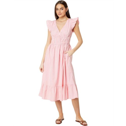 Womens Vineyard Vines Poplin Flutter Midi Dress