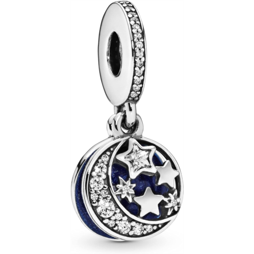 Pandora Jewelry Moon and Night Sky Cubic Zirconia Dangle Charm in Sterling Silver, No Box