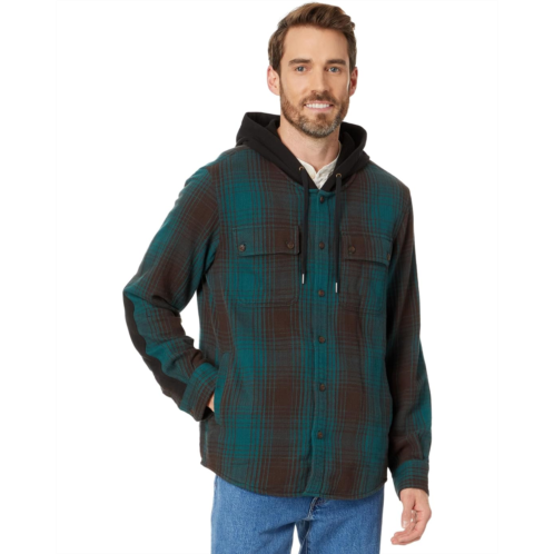 L.L.Bean Mens LLBean Signature Heritage Textured Flannel Plaid Hooded Shirt