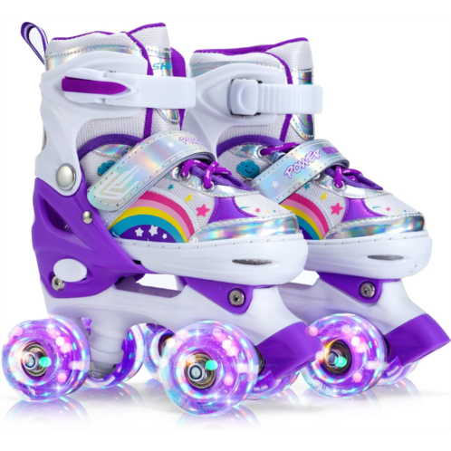 SHDSL Girls Roller Skates for Kids Beginners, Adjustable Roller Skates with All Light Up Wheels, Roller Skates for Girls Shine Fun Illuminating Roller Skates for Boys Beginners pat