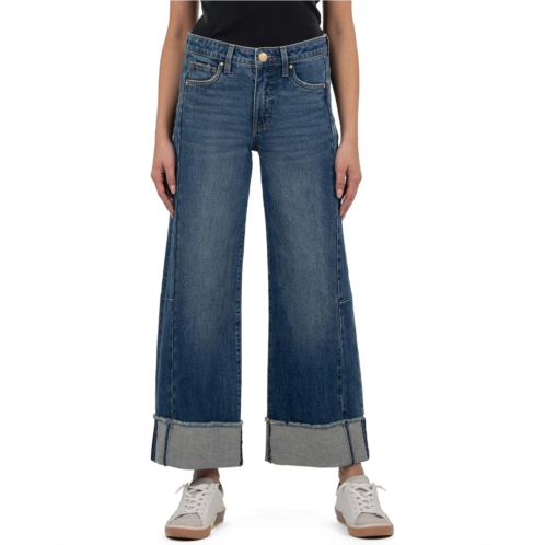 Womens KUT from the Kloth Meg High-Rise Fab Ab Wide Leg Roll Up