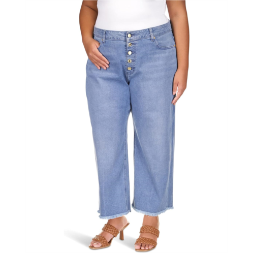 Michael Michael Kors Plus Size High-Rise Crepe Flare Selma in Angel Blue Wash