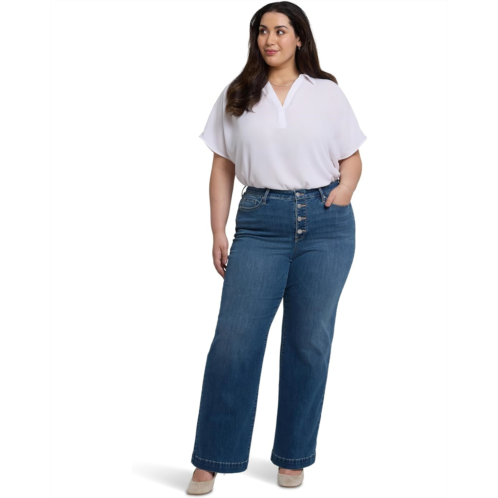 Womens NYDJ Plus Teresa Wide Leg Jeans With Exposed Button Fly