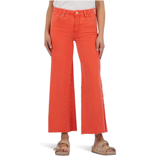 Womens KUT from the Kloth Petite Meg High Rise Fab Ab Wide Leg Raw Hem