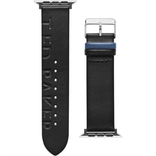 Ted Baker Ted Engraved Leather Blue Keeper smartwatch band compatible with Apple watch strap 42mm 44mm