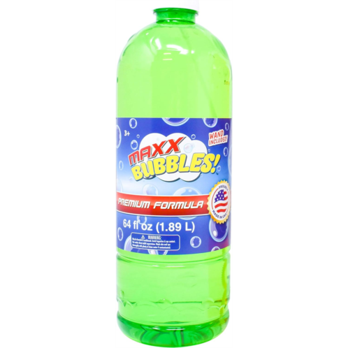 Sunny Days Entertainment Bubble Solution Refill 64oz - Made in USA Bubbles Kids Easy Grip Bottle for Bubble Machine Assorted Bottle Colors