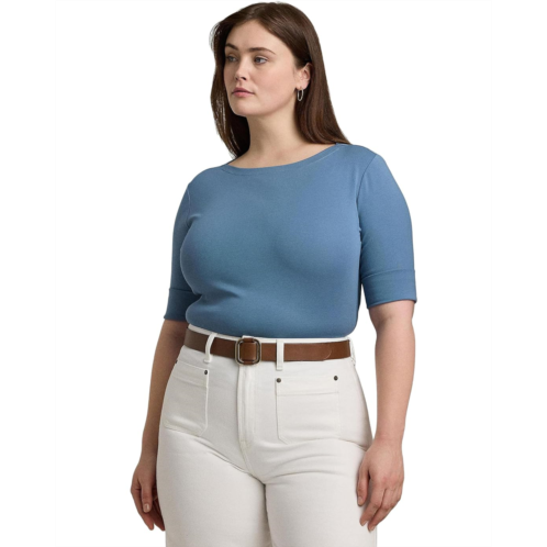 POLO RALPH LAUREN Plus-Size Cotton-Blend Boatneck Top